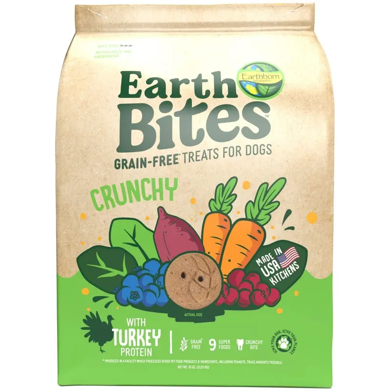 Earthborn Holistic EarthBites Crunchy Dog Treats Turkey & Pumpkin 10oz