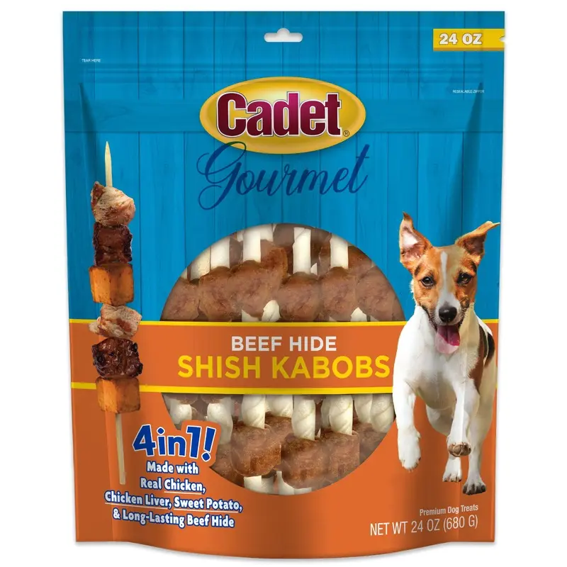 Cadet Gourmet Beef Hide Shish Kabob Dog Treats 24 Ounce