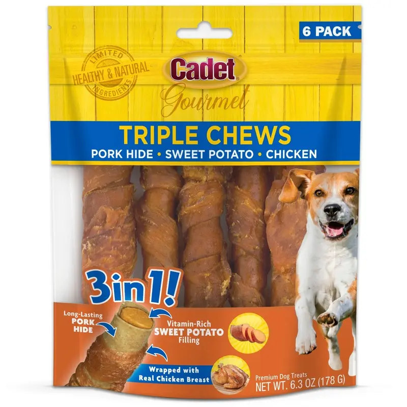 Cadet Gourmet Triple Chews Pork Hide Twists Chicken & Sweet Potato