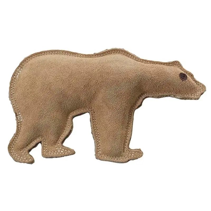 Dura-Fused Leather Dog Toy Bear Brown LG