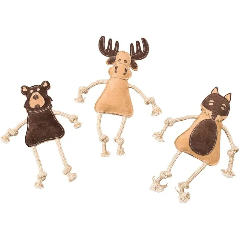 Dura-Fused Leather Forest Dog Toy Assorted Brown, Tan 14 in