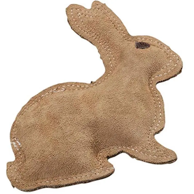 Dura-Fused Leather & Jute Dog Toy Rabbit Brown SM