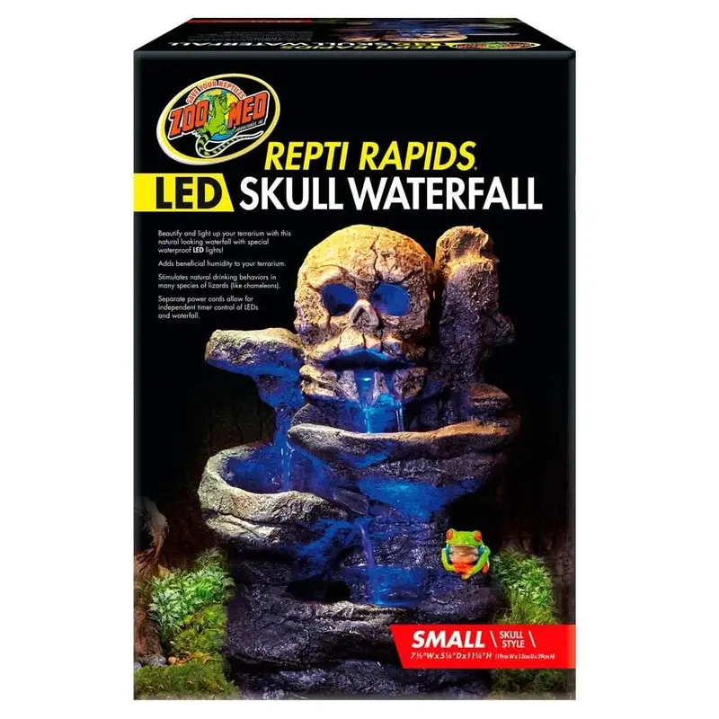 Zoo Med Repti Rapids LED Skull Waterfall Brown/Black SM