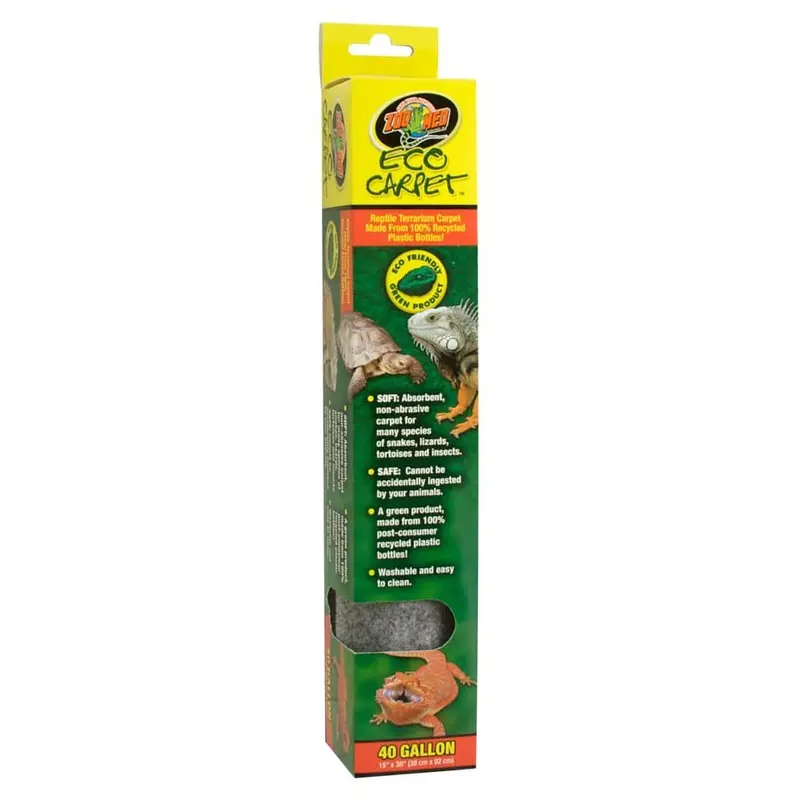 Zoo Med Eco Carpet Reptile Terrarium Carpet Grey 40 Gallon, 15Inches X 36Inches