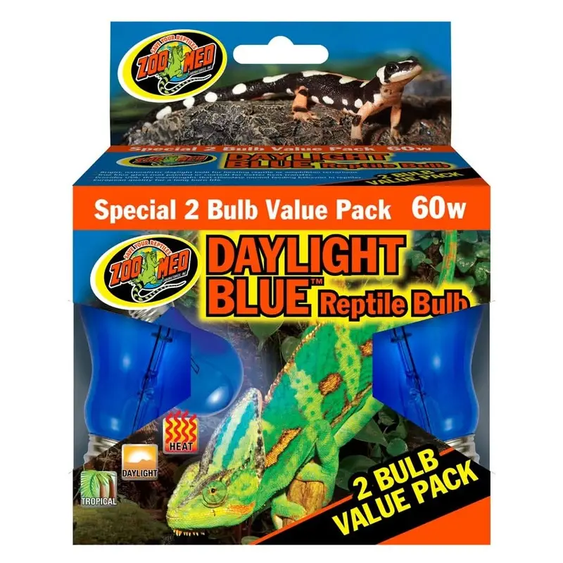Zoo Med Daylight Blue Reptile Bulb Blue 60 Watt 2 Pack