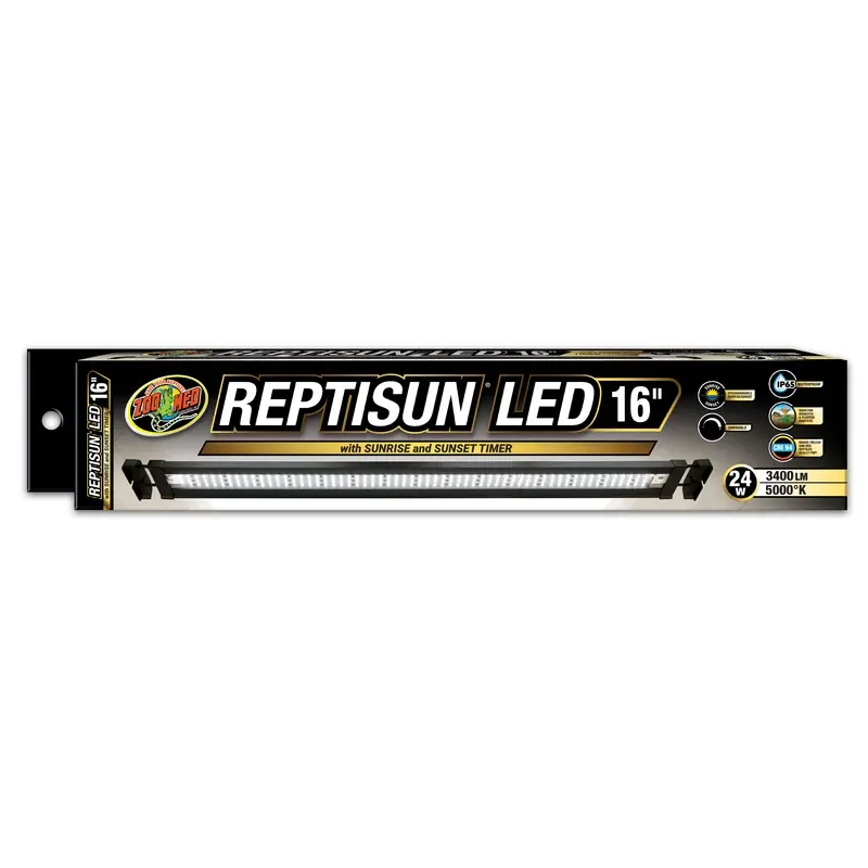 Zoo Med Reptisun LED w/Sunrise & Sunset Timer Terrarium Hood 16in 24w