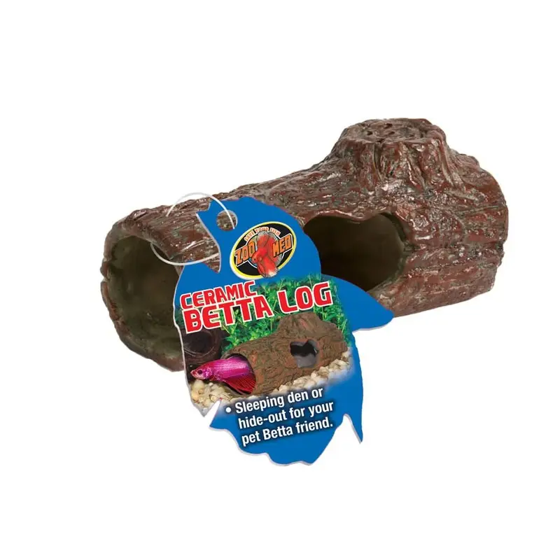 Zoo Med Ceramic Betta Log Aquarium Ornament Brown 4.25in SM