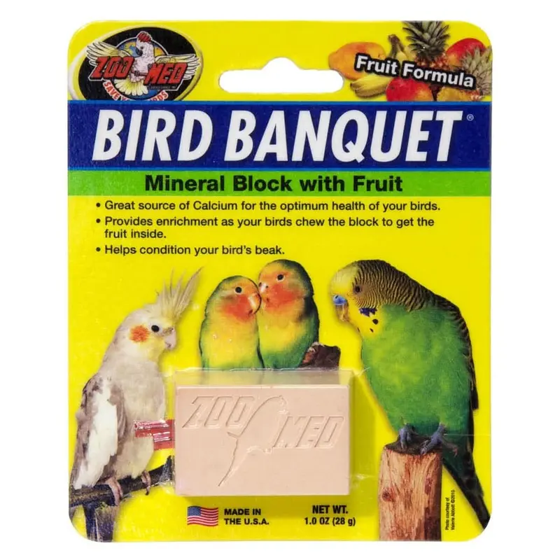 Zoo Med Bird Banquet Fruit Formula Mineral Block Pink 1oz SM