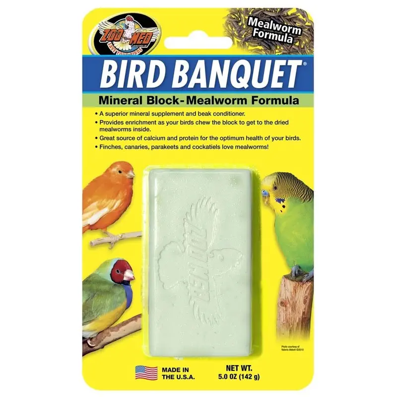 Zoo Med Bird Banquet Mealworm Formula Mineral Block Green 5oz LG