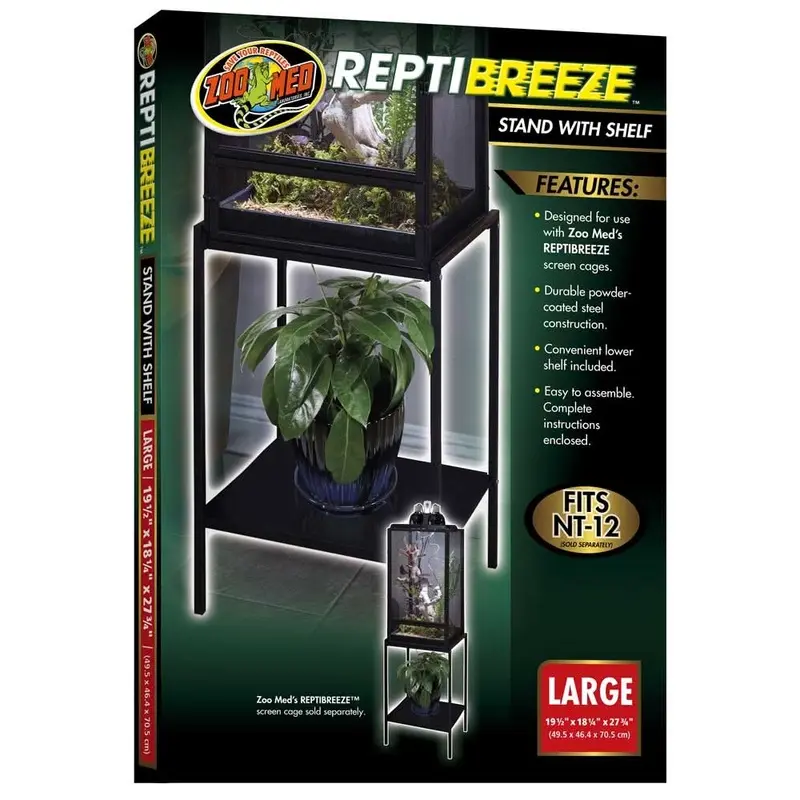 Zoo Med ReptiBreeze Stand w/Shelf Black LG
