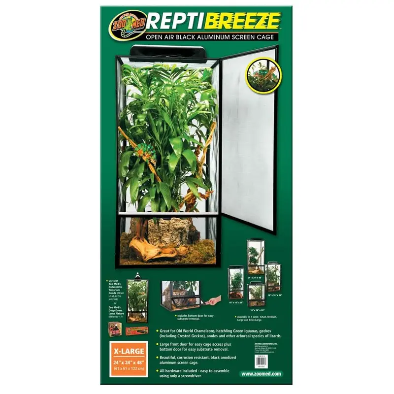 Zoo Med ReptiBreeze Open Air Aluminum Screen Cage Black XL
