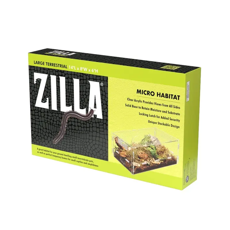 Zilla Micro Habitat Terrariums with Locking Latch Terrestrial, Large