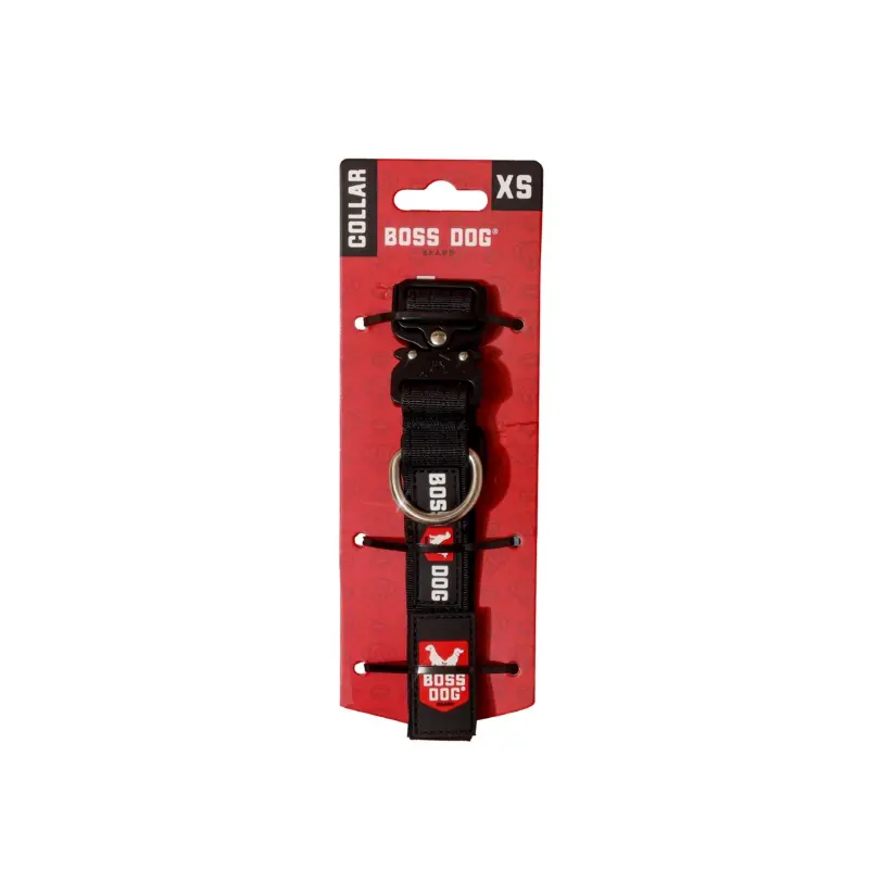Boss Dog Tactical Adjustable Dog Collar Black XS 11-14in