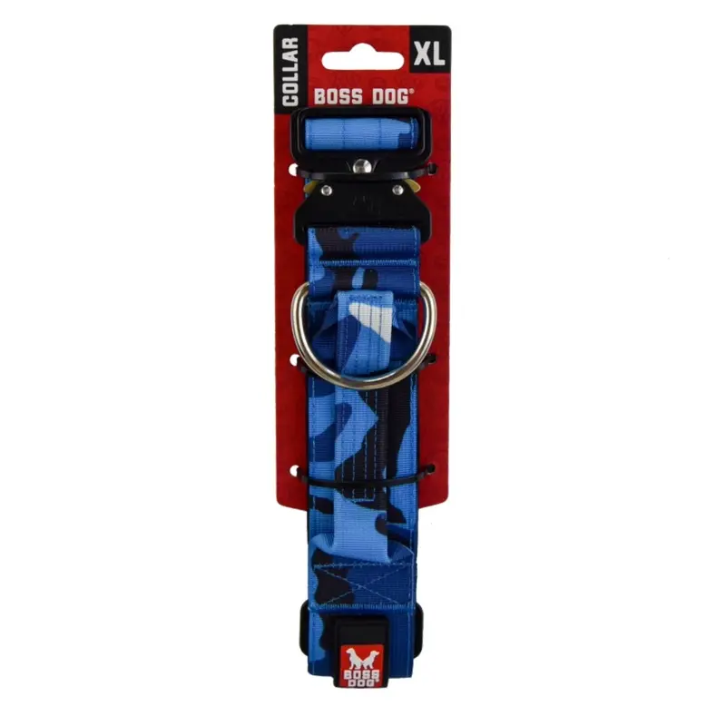 Boss Dog Tactical Adjustable Dog Collar Blue Camo XL 20-28in