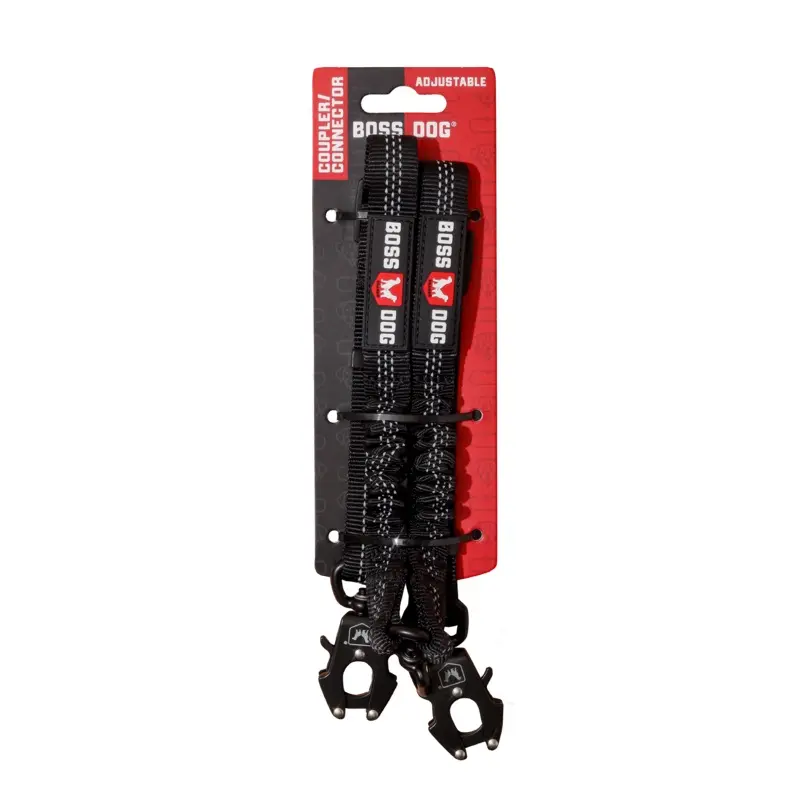 Boss Dog Tactical Adjustable Dual Coupler w/Bungee Black 18-24in