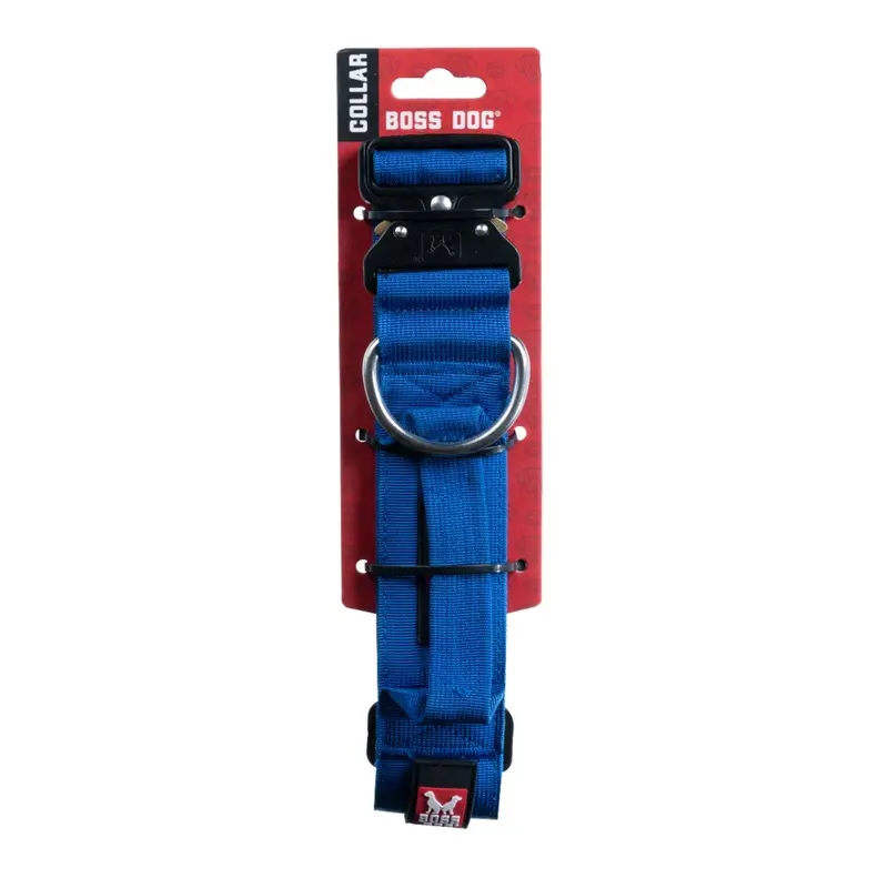 Boss Dog Tactical Adjustable Dog Collar Blue LG 17-22in