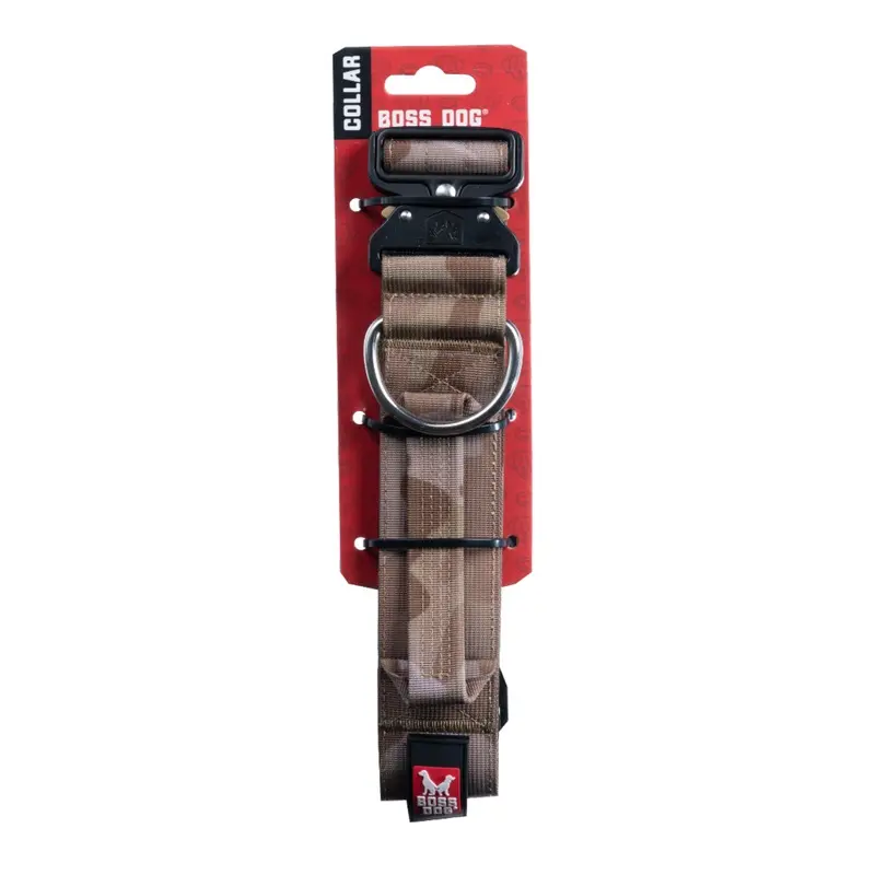 Boss Dog Tactical Adjustable Dog Collar Tan Camo XL 20-28in