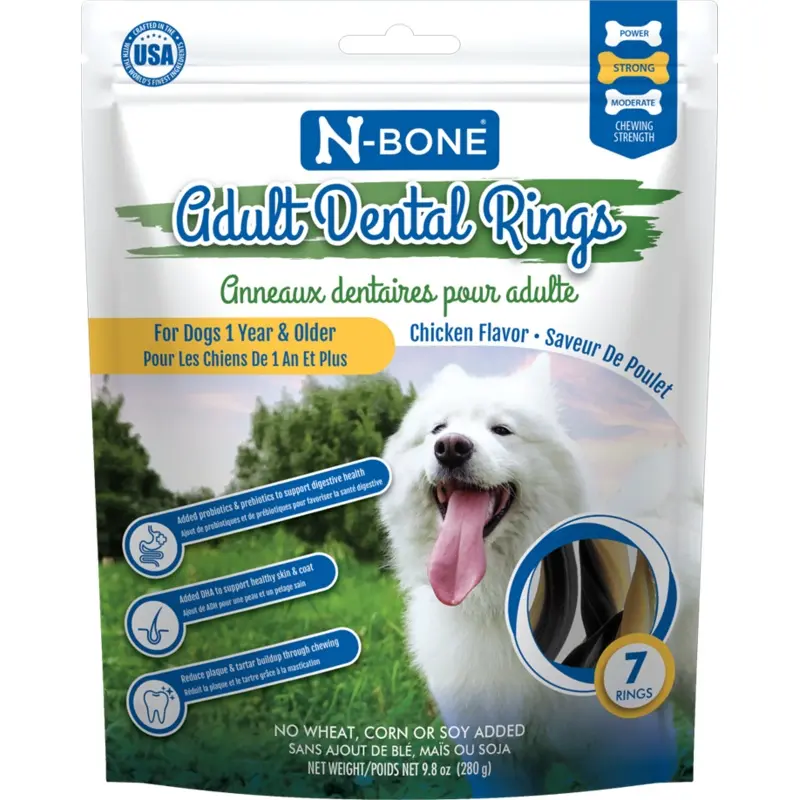 N-Bone Adult Dental Rings Dog Chew Chicken 7ct