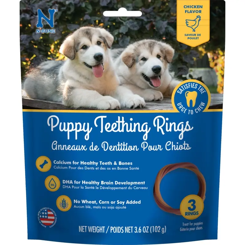 N-Bone Puppy Teething Rings Chicken 3.6 oz 3 pk